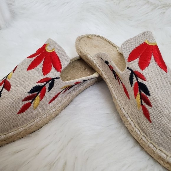 Soludos Floral Embroidered Espadrille Flat Mules - Picture 5 of 8